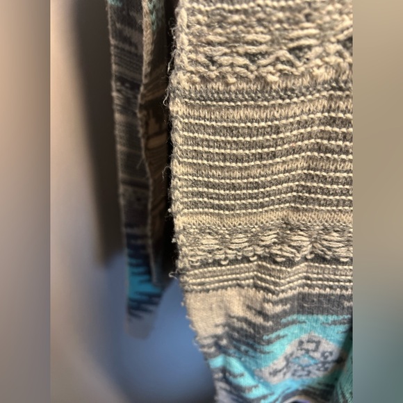 DREAMERS Gray Mint Aztec Southwestern Santa Fe Waterfall Open Cardigan sz Small - Picture 9 of 13